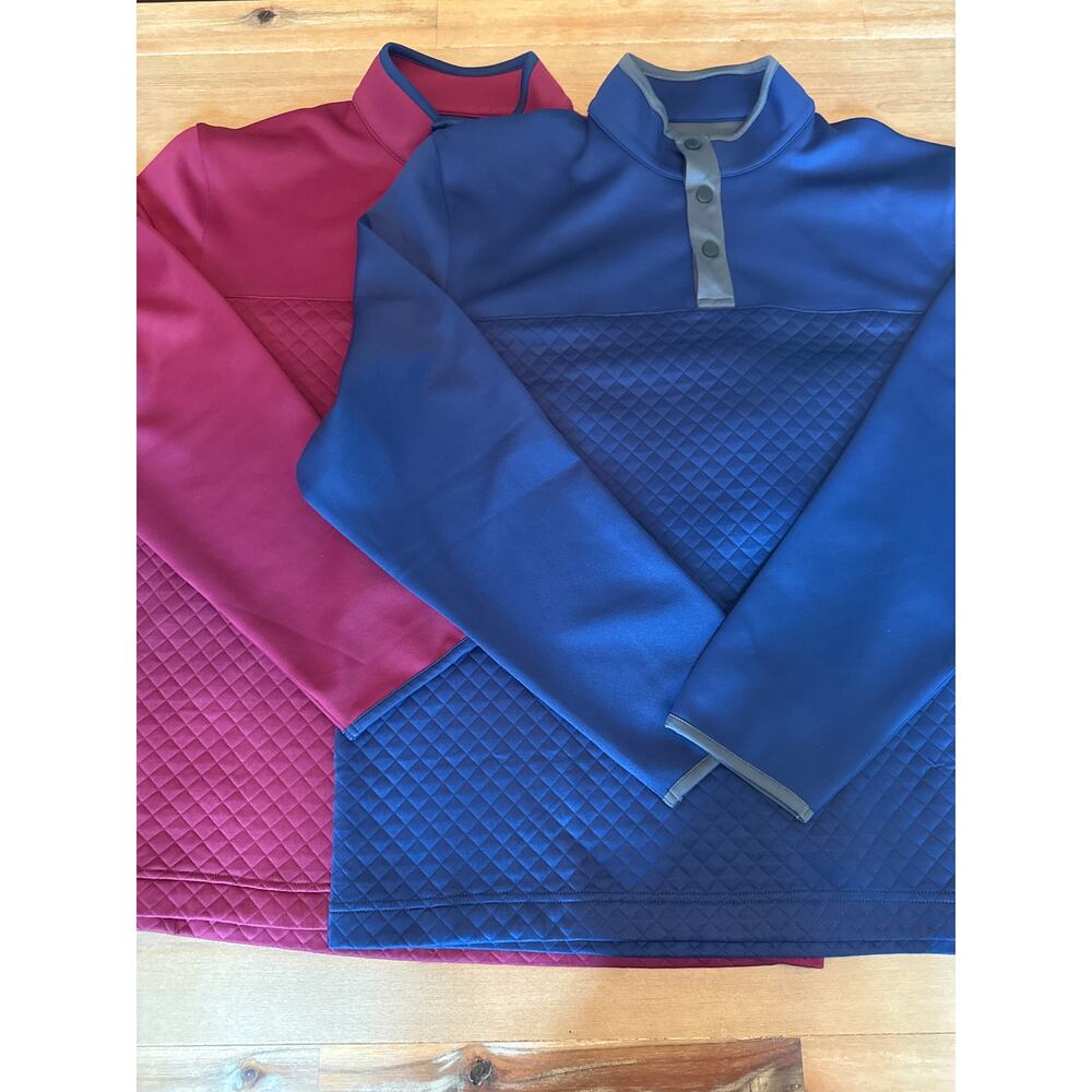 Southern Proper Lot 2 XL Quilted Quarter Snap Golf Pullover Burgandy Navy